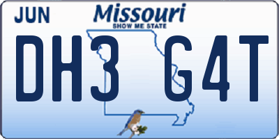 MO license plate DH3G4T