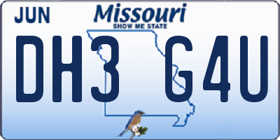 MO license plate DH3G4U