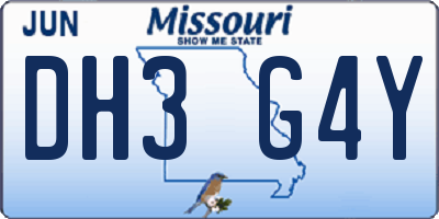 MO license plate DH3G4Y
