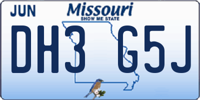 MO license plate DH3G5J