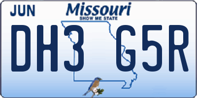MO license plate DH3G5R