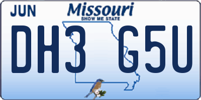 MO license plate DH3G5U