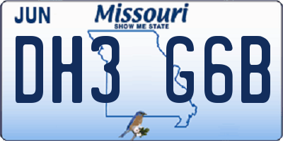 MO license plate DH3G6B