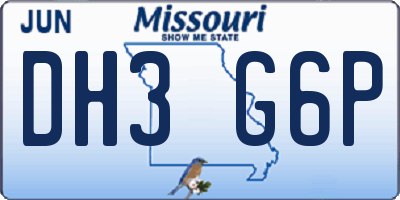 MO license plate DH3G6P