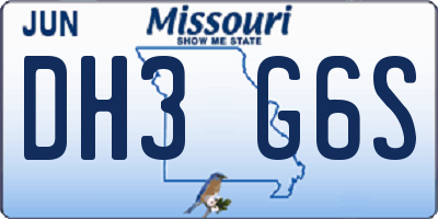 MO license plate DH3G6S