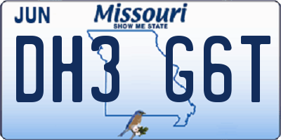 MO license plate DH3G6T