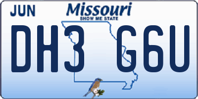 MO license plate DH3G6U