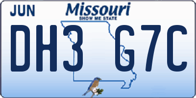 MO license plate DH3G7C