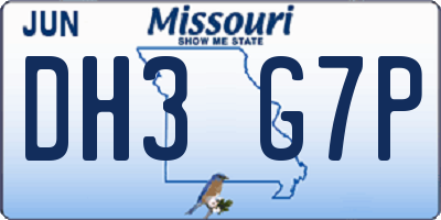 MO license plate DH3G7P