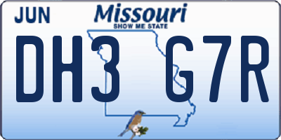 MO license plate DH3G7R