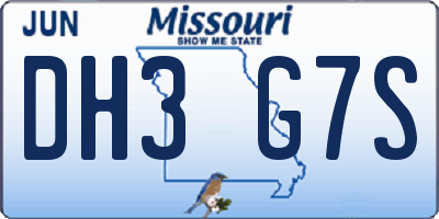 MO license plate DH3G7S