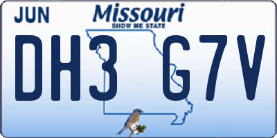 MO license plate DH3G7V