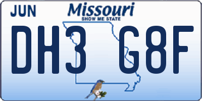 MO license plate DH3G8F