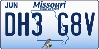 MO license plate DH3G8V