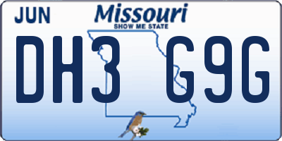 MO license plate DH3G9G