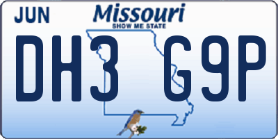 MO license plate DH3G9P