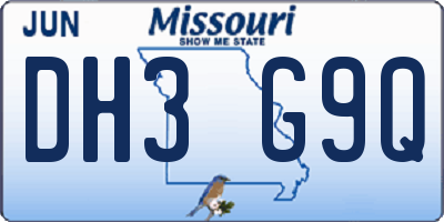 MO license plate DH3G9Q