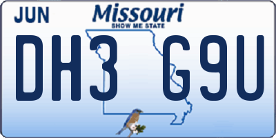 MO license plate DH3G9U