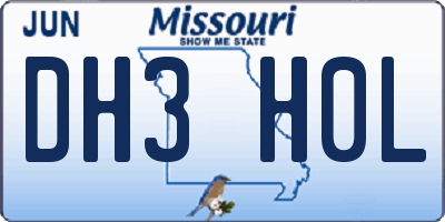 MO license plate DH3H0L