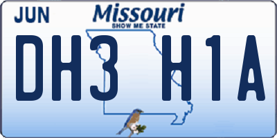 MO license plate DH3H1A
