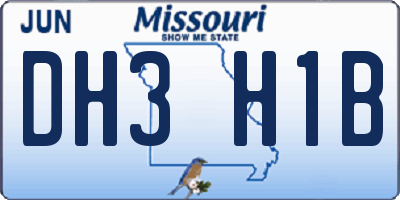 MO license plate DH3H1B