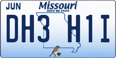 MO license plate DH3H1I