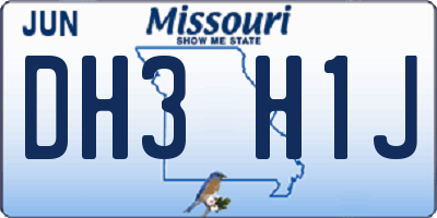 MO license plate DH3H1J