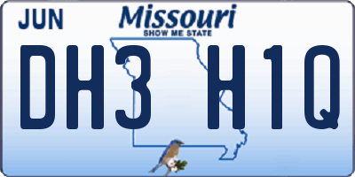 MO license plate DH3H1Q