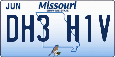 MO license plate DH3H1V