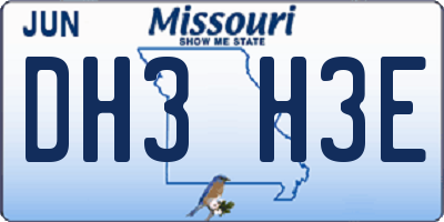 MO license plate DH3H3E