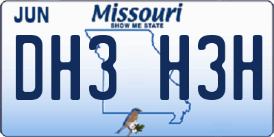 MO license plate DH3H3H