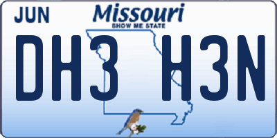 MO license plate DH3H3N