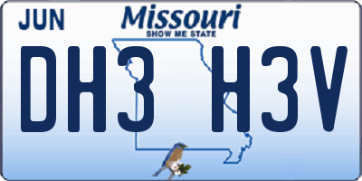 MO license plate DH3H3V