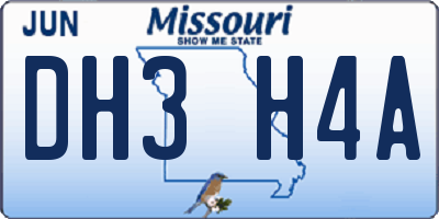 MO license plate DH3H4A