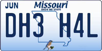 MO license plate DH3H4L