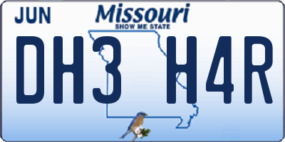 MO license plate DH3H4R