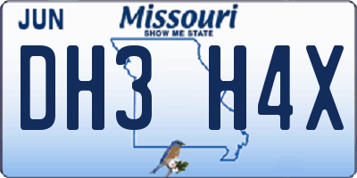 MO license plate DH3H4X
