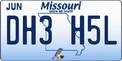 MO license plate DH3H5L