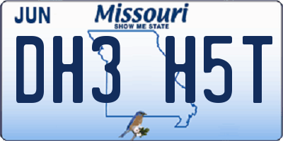 MO license plate DH3H5T