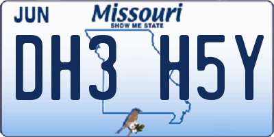 MO license plate DH3H5Y