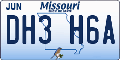 MO license plate DH3H6A