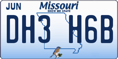 MO license plate DH3H6B