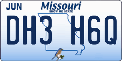 MO license plate DH3H6Q