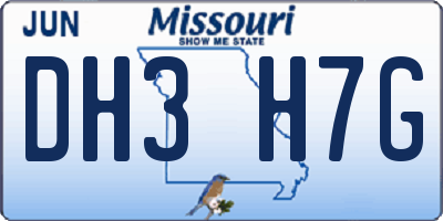 MO license plate DH3H7G