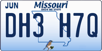 MO license plate DH3H7Q