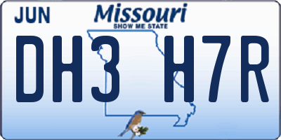 MO license plate DH3H7R