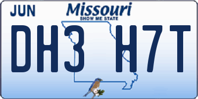 MO license plate DH3H7T
