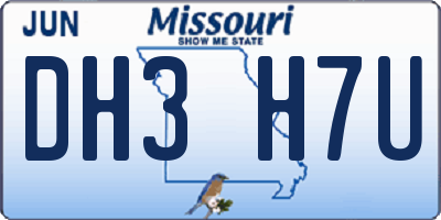 MO license plate DH3H7U
