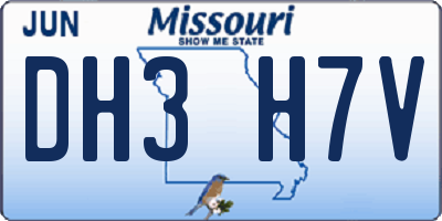 MO license plate DH3H7V