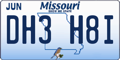 MO license plate DH3H8I